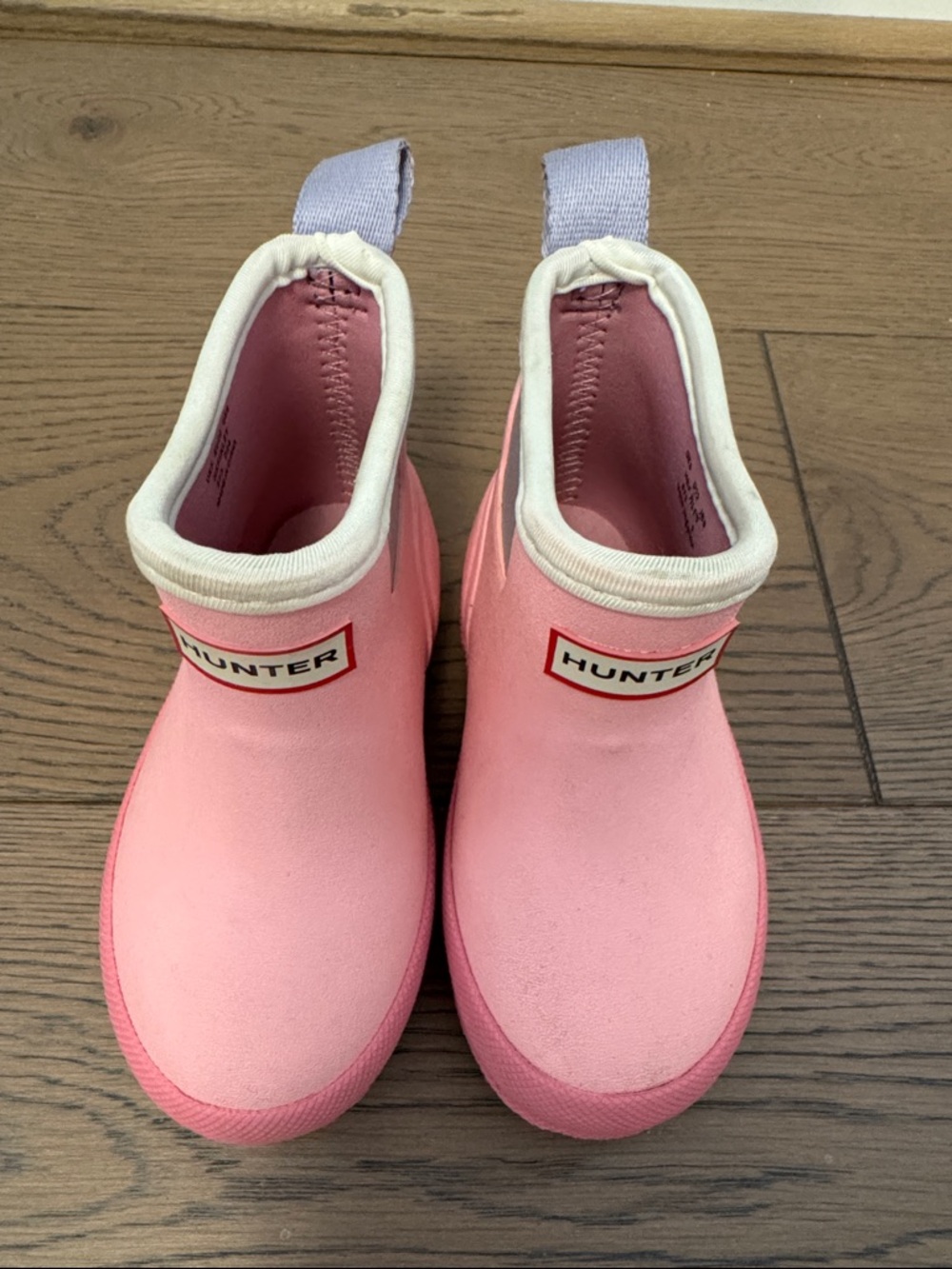Hunter Kids Pink Short Rain Boots with White Trim Size 6 Toddler